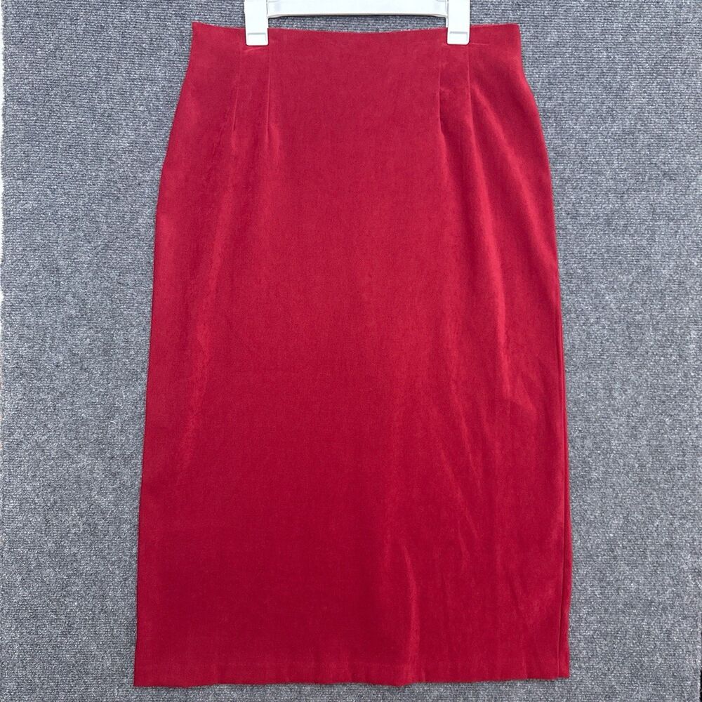 Briggs Womens Skirt 16W Red Midi Tailored Back Slit Zip Edgy Office Basic